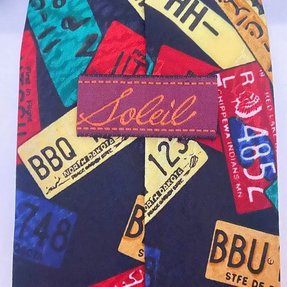#5597 Soleil Mens License Plate Novelty Necktie, Tie 55X4
